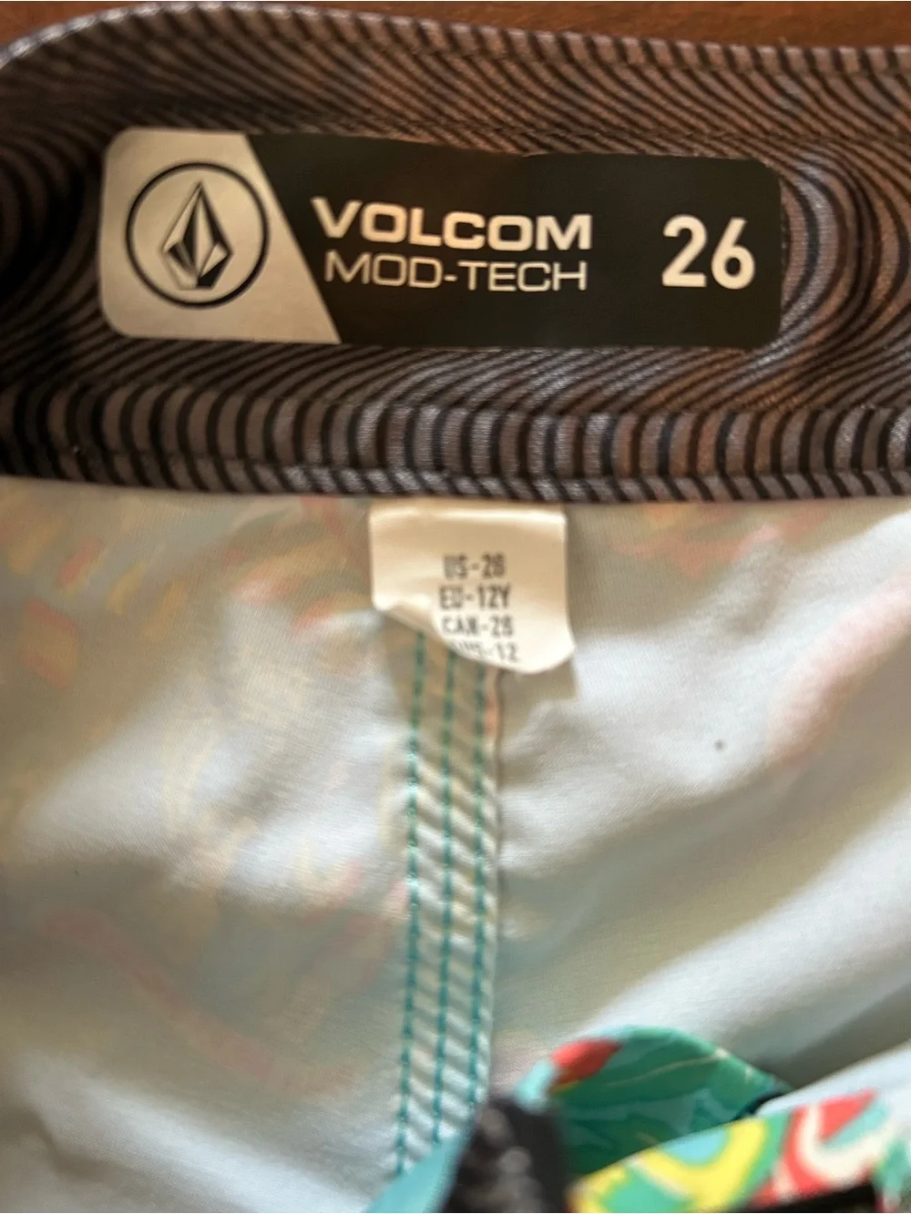 Volcom Mod-Tech Boy's Light Blue Tropical Print Swim Trunks